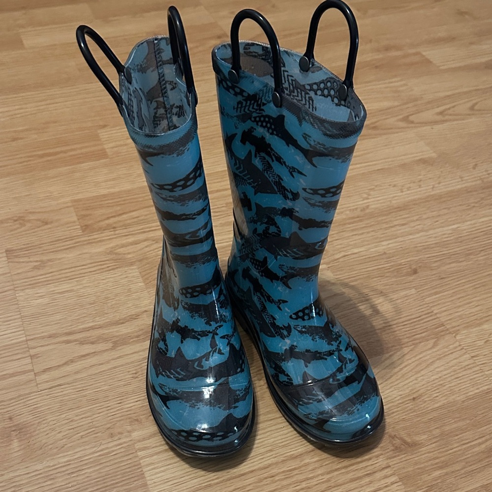 Kids Blue and Black Rain Boots